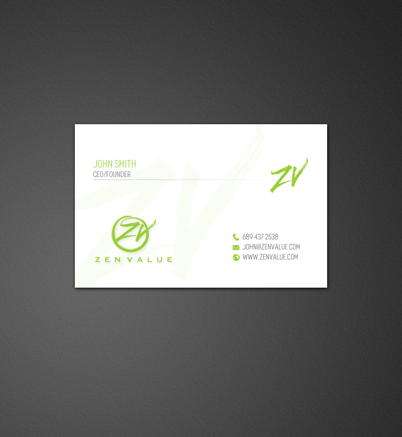 Business Card Design by chandrayaan.creative for ZEN VALUE | Design #12586329
