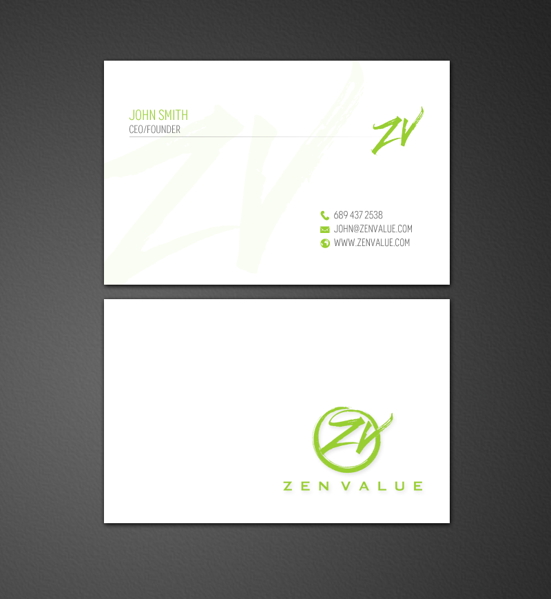 Business Card Design by chandrayaan.creative for ZEN VALUE | Design #12586330
