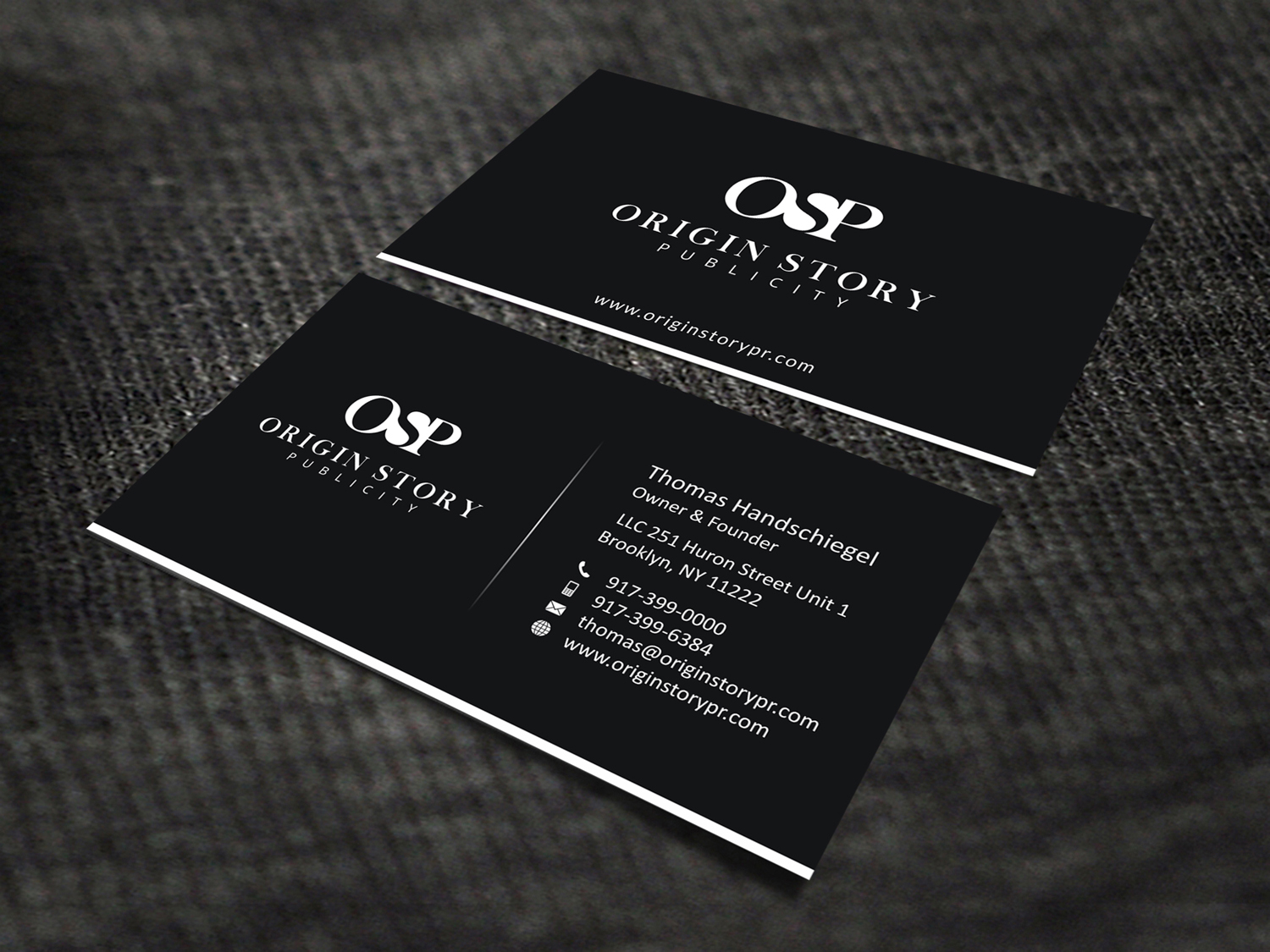 Business Card Design by SKYdesign for Origin Story Publicity, LLC | Design #12643393