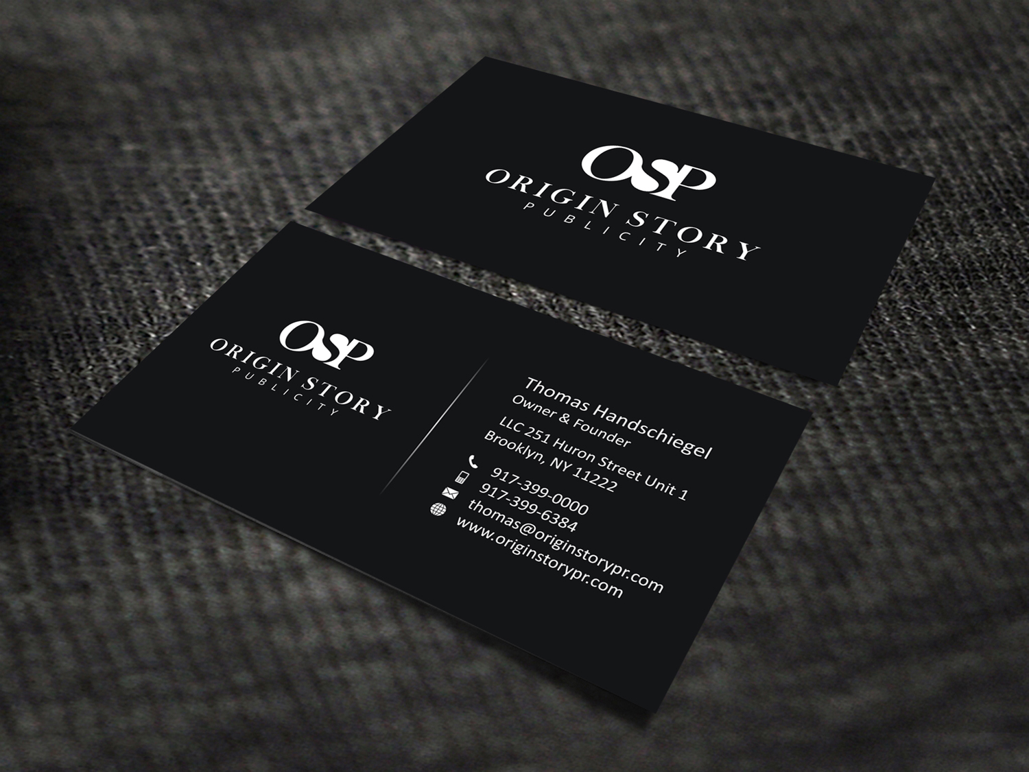 Business Card Design by SKYdesign for Origin Story Publicity, LLC | Design #12643397