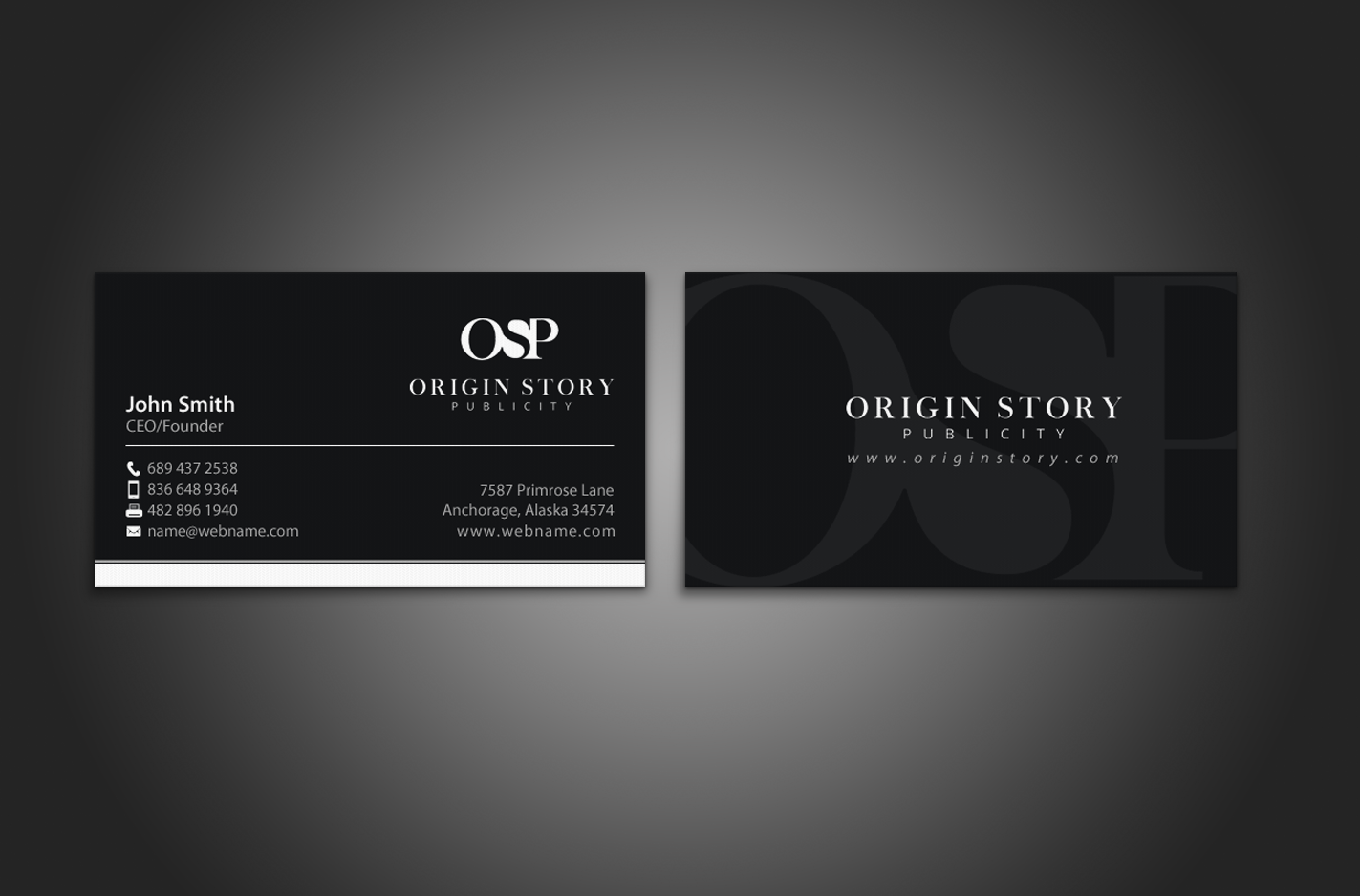 Diseño de Tarjeta de Presentación por chandrayaan.creative para Origin Story Publicity, LLC | Diseño #12589432