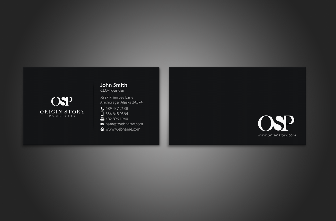 Diseño de Tarjeta de Presentación por chandrayaan.creative para Origin Story Publicity, LLC | Diseño #12589434