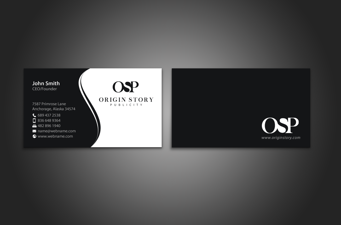 Diseño de Tarjeta de Presentación por chandrayaan.creative para Origin Story Publicity, LLC | Diseño #12589435