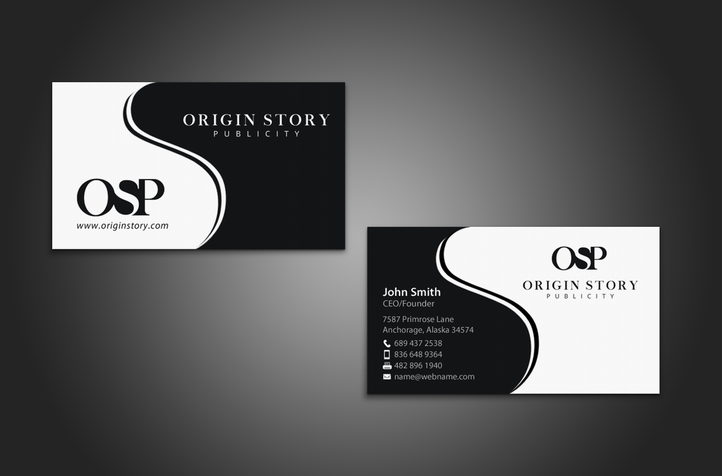 Diseño de Tarjeta de Presentación por chandrayaan.creative para Origin Story Publicity, LLC | Diseño #12589442