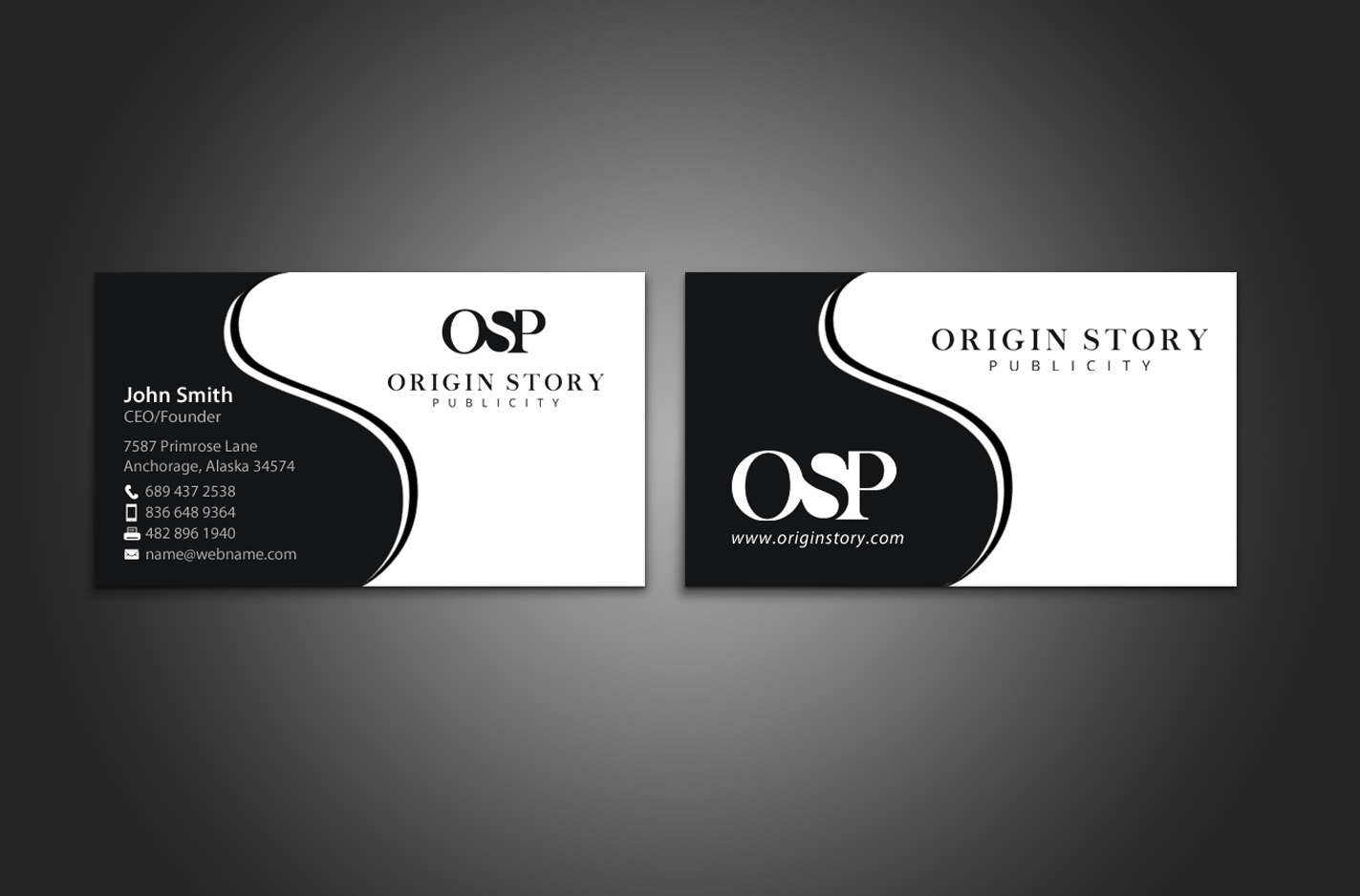 Diseño de Tarjeta de Presentación por chandrayaan.creative para Origin Story Publicity, LLC | Diseño #12589445