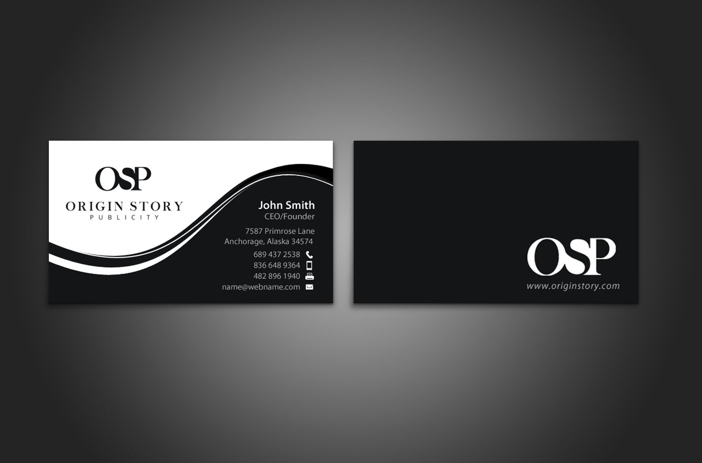 Diseño de Tarjeta de Presentación por chandrayaan.creative para Origin Story Publicity, LLC | Diseño #12589447