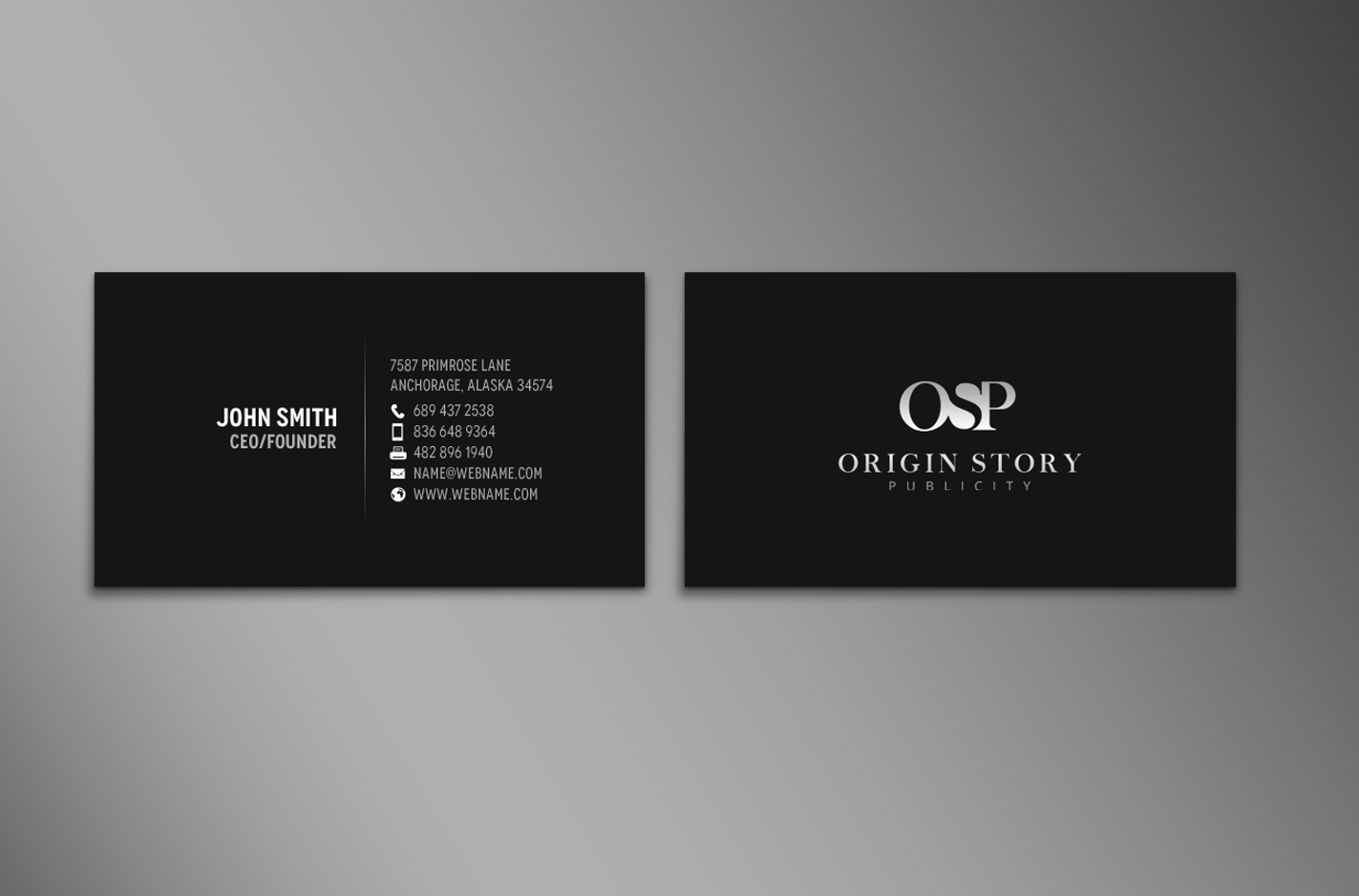 Diseño de Tarjeta de Presentación por chandrayaan.creative para Origin Story Publicity, LLC | Diseño #12589450