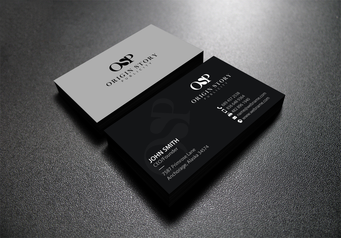 Diseño de Tarjeta de Presentación por chandrayaan.creative para Origin Story Publicity, LLC | Diseño #12599948