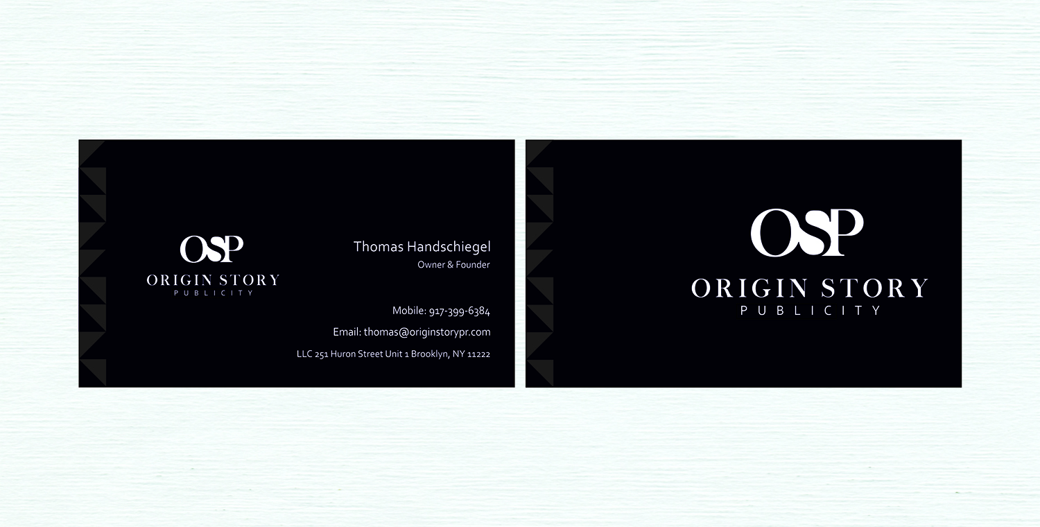 Visitenkarten-Design von Rolands für Origin Story Publicity, LLC | Design #12684670
