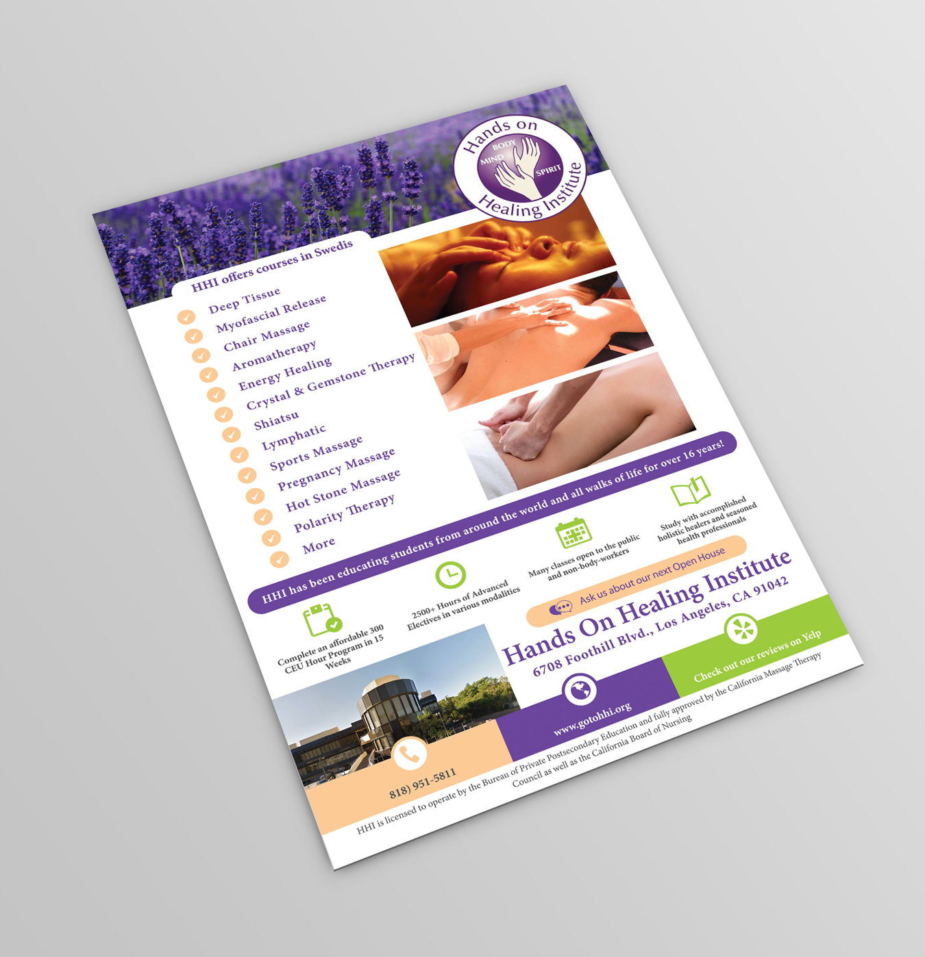 Diseño de Flyer por Emma para Hands on Healing Institute | Diseño #12686921