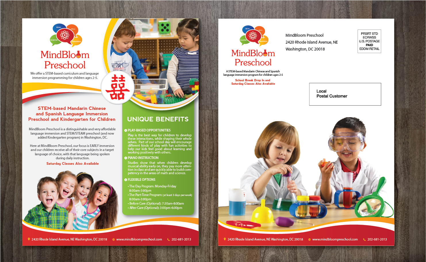 Diseño de Flyer por alex989 para MIndBloom Preschool | Diseño #12669592