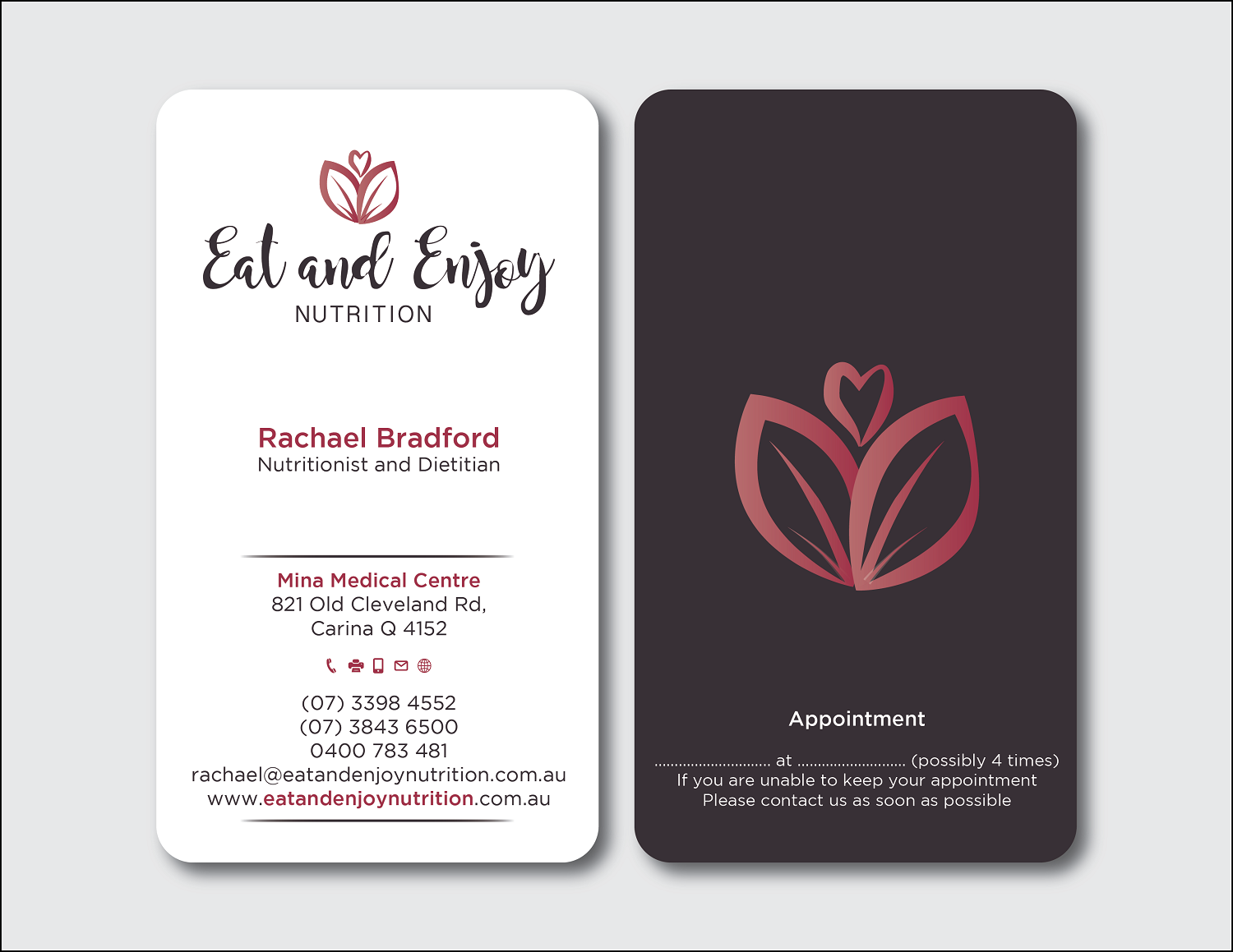 Business Card Design by Verified artistry for Eat and Enjoy Nutrition | Design #12625170