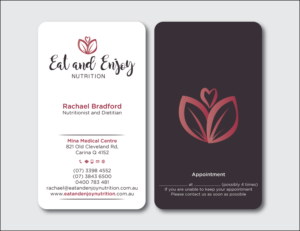 Design de Carte de Visite par Verified artistry (Design garden) pour Eat and Enjoy Nutrition | Design : #12625170