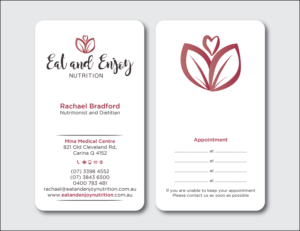 Design de Carte de Visite par Verified artistry (Design garden) pour Eat and Enjoy Nutrition | Design : #12626090