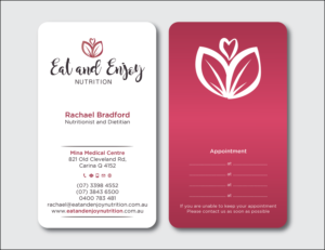 Design de Carte de Visite par Verified artistry (Design garden) pour Eat and Enjoy Nutrition | Design : #12626106