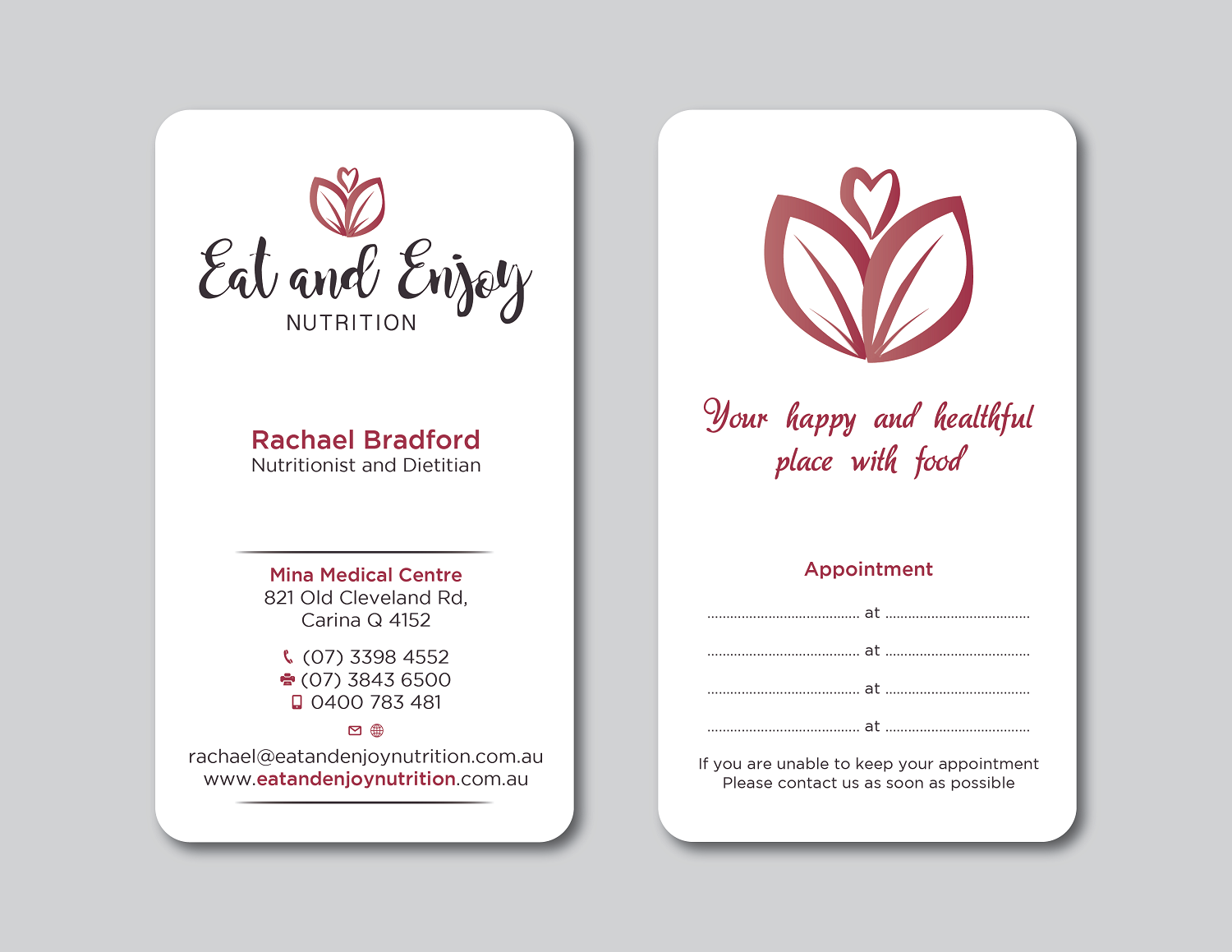 Business Card Design by Verified artistry for Eat and Enjoy Nutrition | Design #12629427