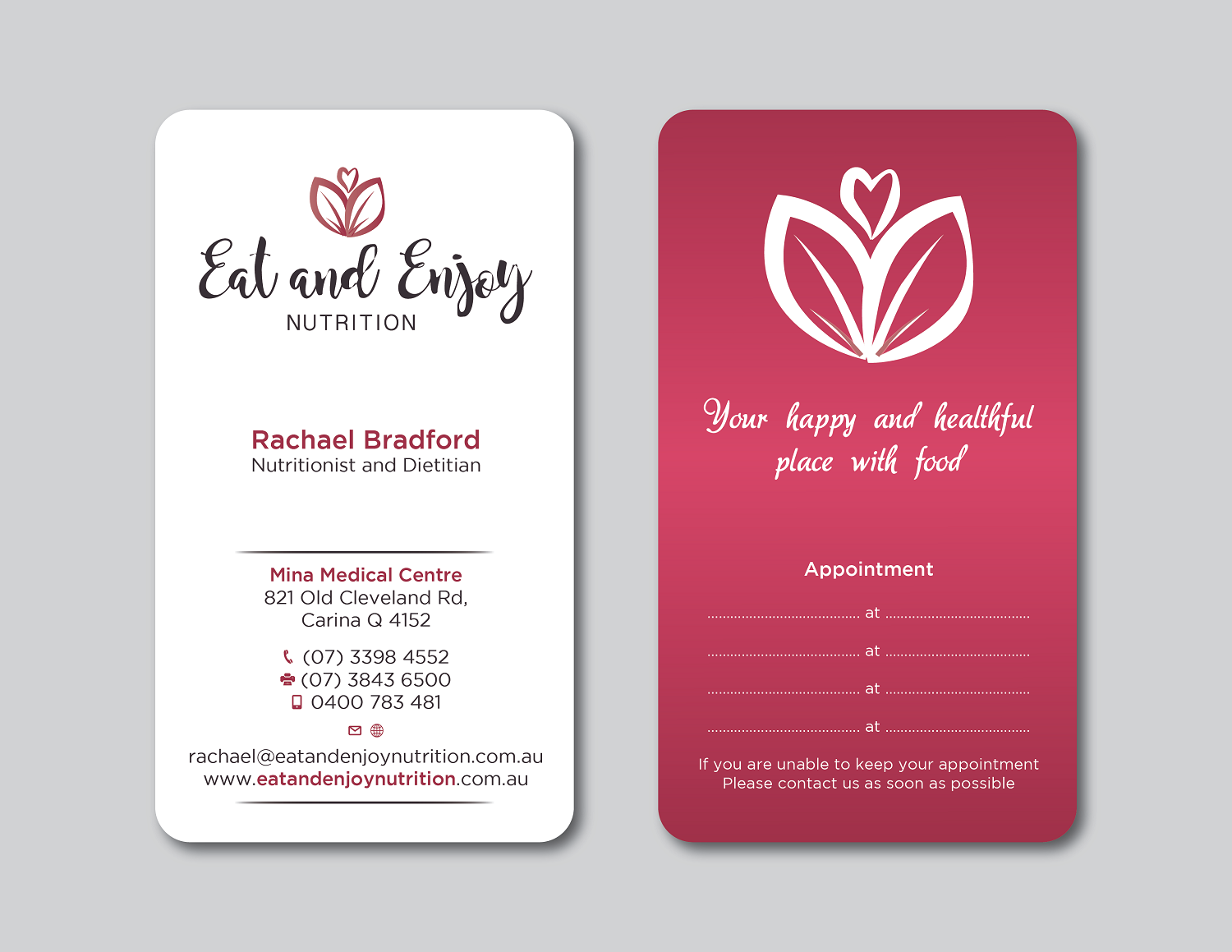 Business Card Design by Verified artistry for Eat and Enjoy Nutrition | Design #12629428