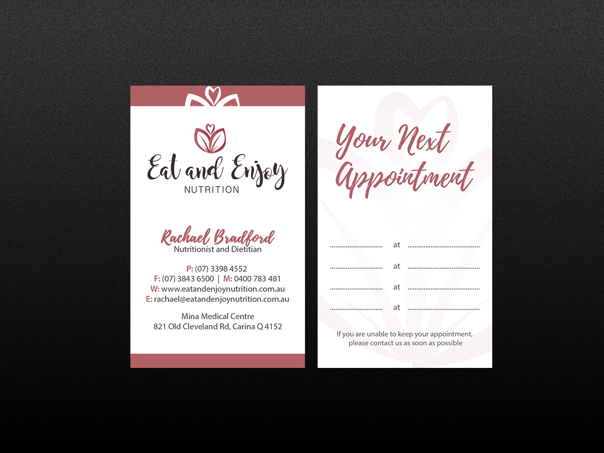 Business Card Design by Creations Box 2015 for Eat and Enjoy Nutrition | Design #12622371