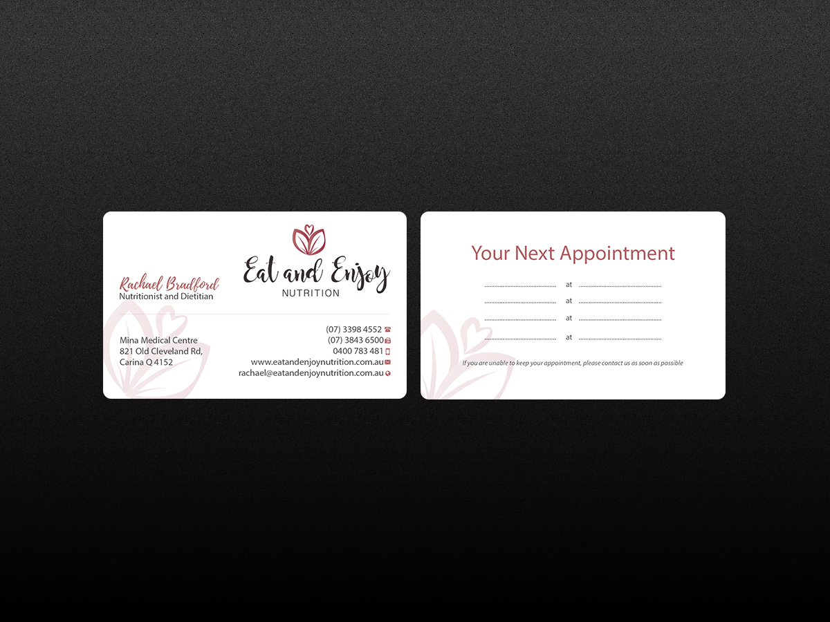 Business Card Design by Creations Box 2015 for Eat and Enjoy Nutrition | Design #12622372