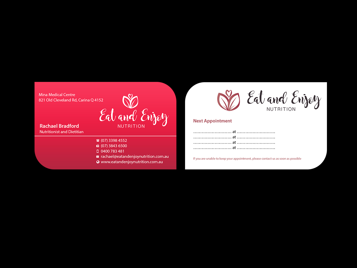 Business Card Design by Creations Box 2015 for Eat and Enjoy Nutrition | Design #12622380