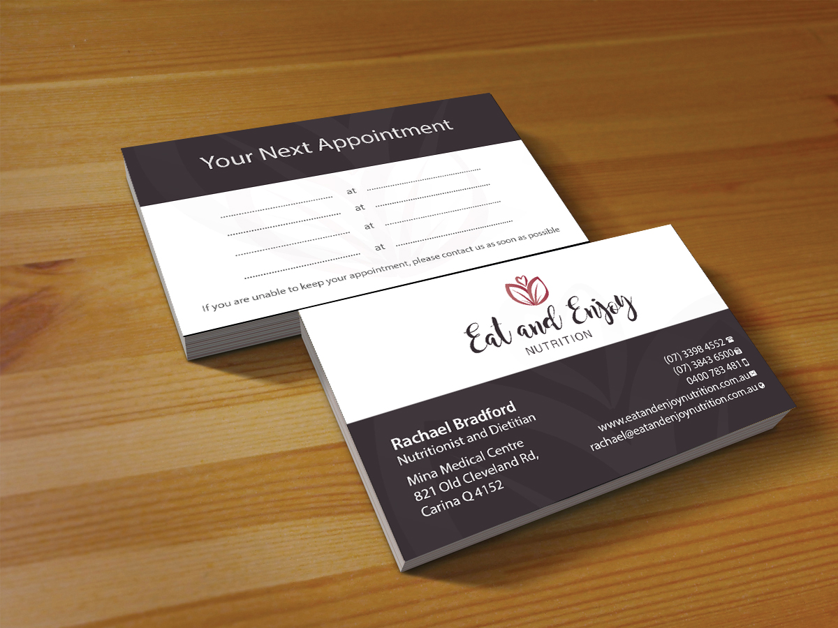 Business Card Design by Creations Box 2015 for Eat and Enjoy Nutrition | Design #12622381
