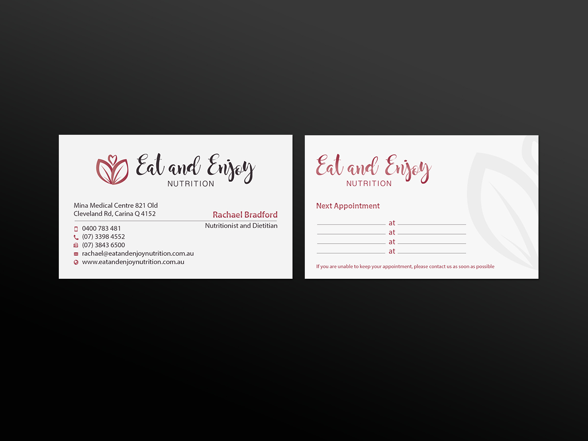 Business Card Design by Creations Box 2015 for Eat and Enjoy Nutrition | Design #12622395