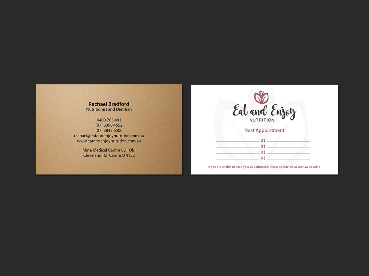 Business Card Design by Creations Box 2015 for Eat and Enjoy Nutrition | Design #12622397