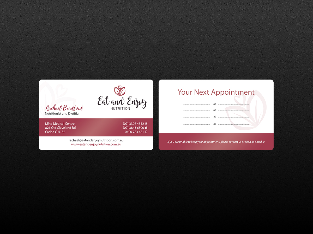 Business Card Design by Creations Box 2015 for Eat and Enjoy Nutrition | Design #12630754