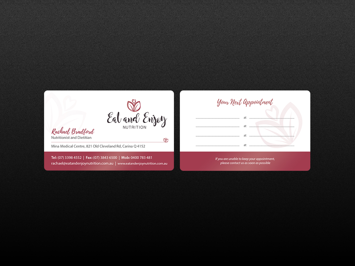 Business Card Design by Creations Box 2015 for Eat and Enjoy Nutrition | Design #12630755