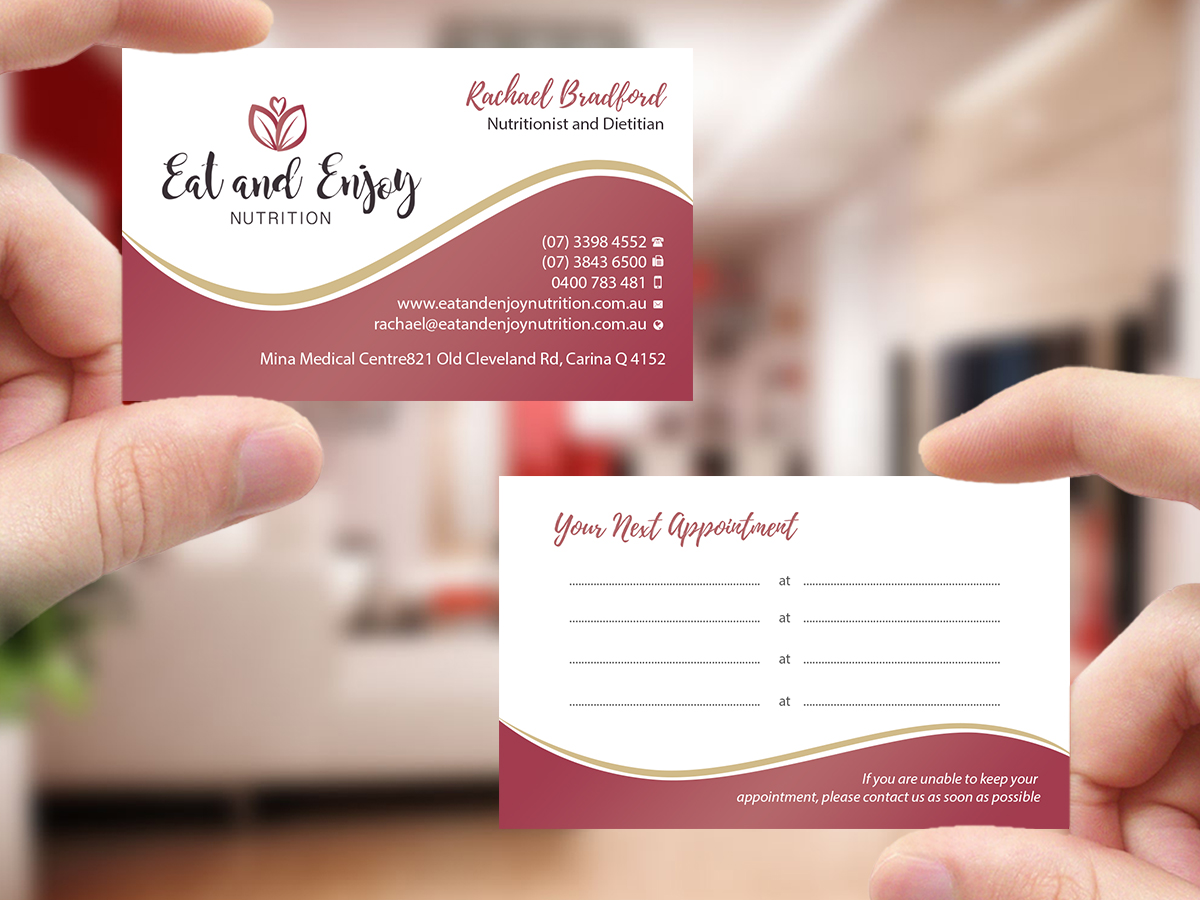 Business Card Design by Creations Box 2015 for Eat and Enjoy Nutrition | Design #12630757