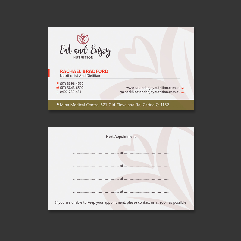 Business Card Design by Shradha for Eat and Enjoy Nutrition | Design #12616765