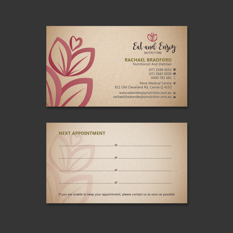 Business Card Design by Shradha for Eat and Enjoy Nutrition | Design #12616769