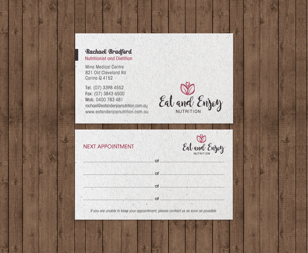 Business Card Design by chandrayaan.creative for Eat and Enjoy Nutrition | Design #12620605
