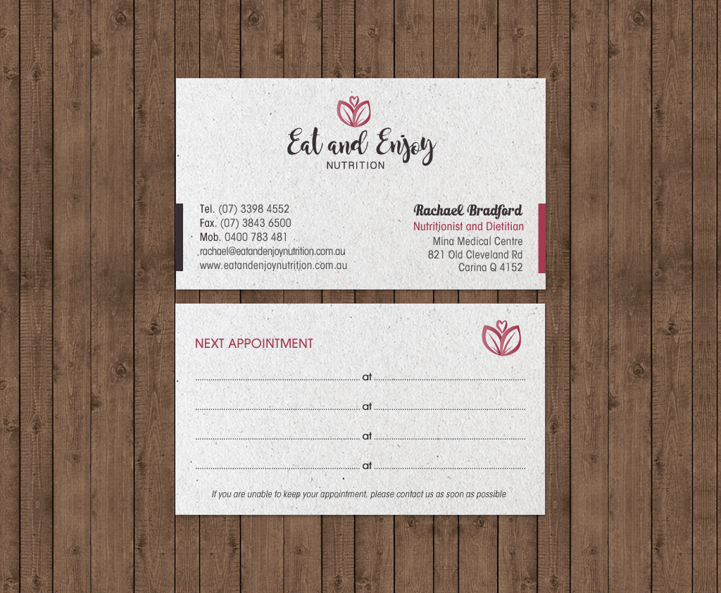 Visitenkarten-Design von chandrayaan.creative für Eat and Enjoy Nutrition | Design #12620610