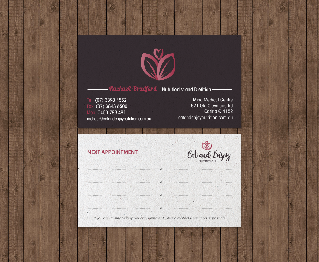 Design de Carte de Visite par chandrayaan.creative pour Eat and Enjoy Nutrition | Design #12620612