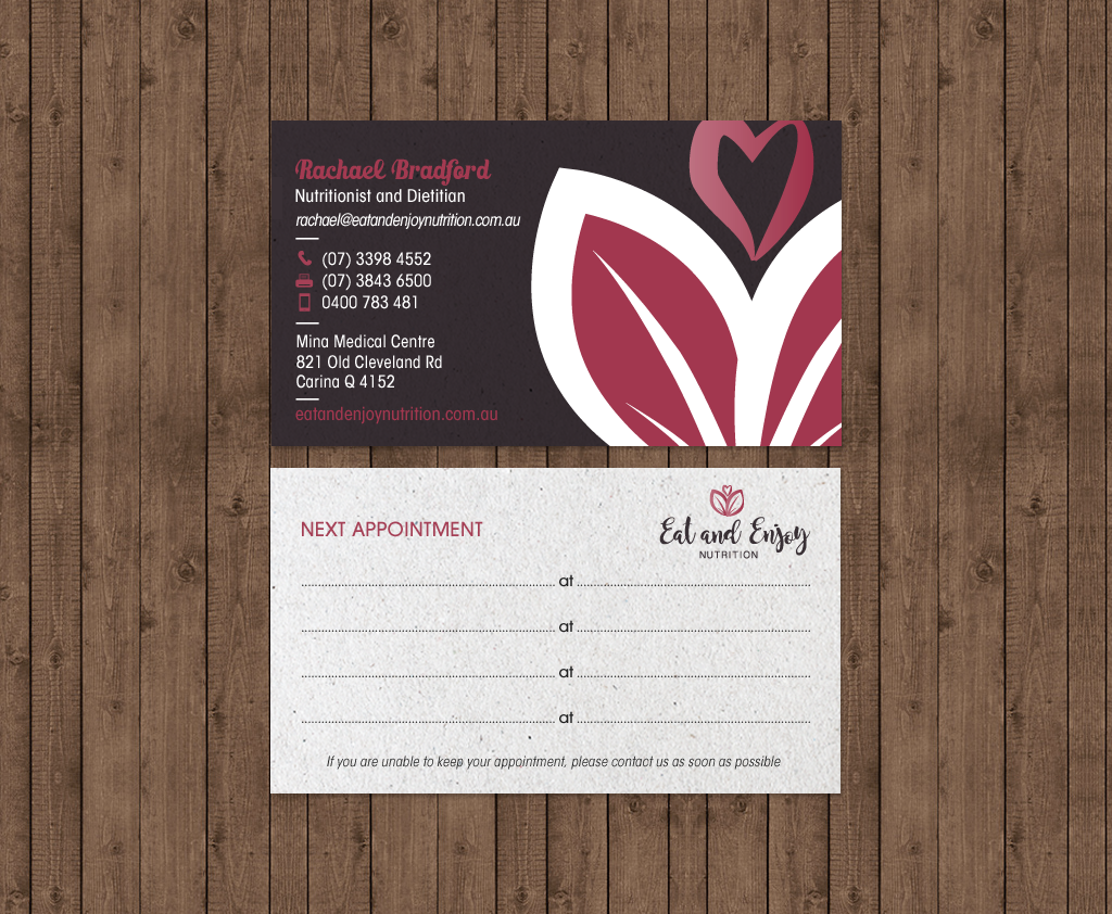 Business Card Design by chandrayaan.creative for Eat and Enjoy Nutrition | Design #12620615