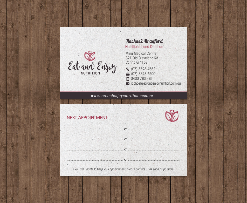 Business Card Design by chandrayaan.creative for Eat and Enjoy Nutrition | Design #12620668