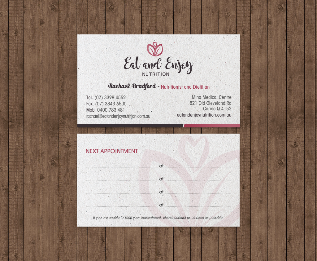 Business Card Design by chandrayaan.creative for Eat and Enjoy Nutrition | Design #12620671