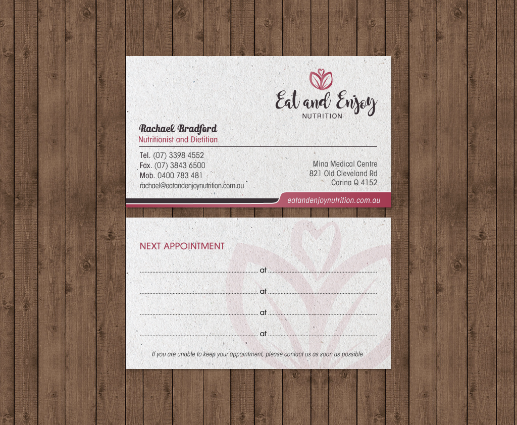 Business Card Design by chandrayaan.creative for Eat and Enjoy Nutrition | Design #12620788