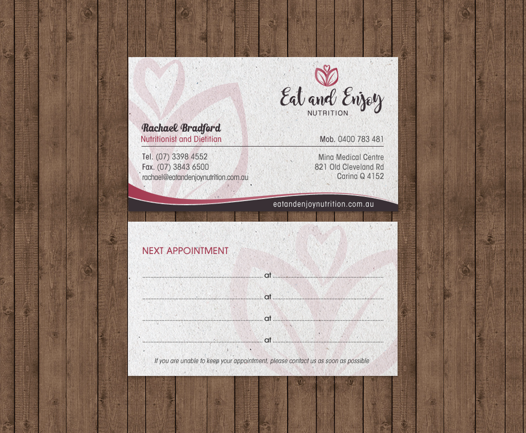 Design de Carte de Visite par chandrayaan.creative pour Eat and Enjoy Nutrition | Design #12620789