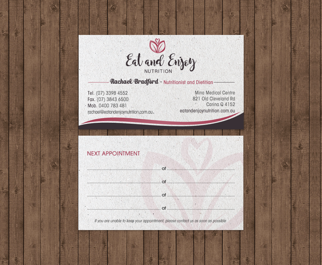 Business Card Design by chandrayaan.creative for Eat and Enjoy Nutrition | Design #12620880