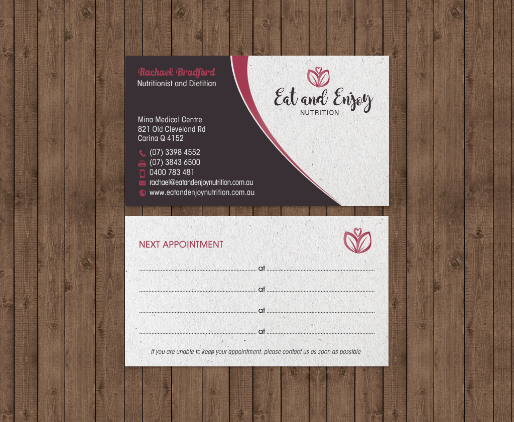 Business Card Design by chandrayaan.creative for Eat and Enjoy Nutrition | Design #12620883