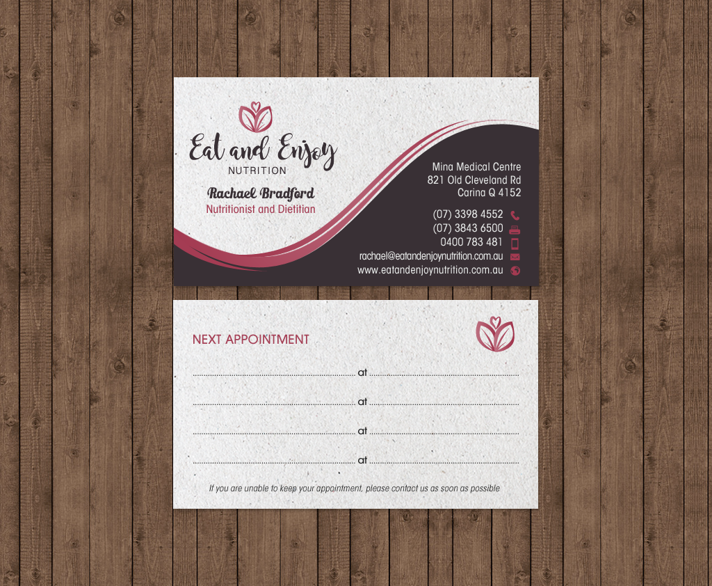 Business Card Design by chandrayaan.creative for Eat and Enjoy Nutrition | Design #12620978