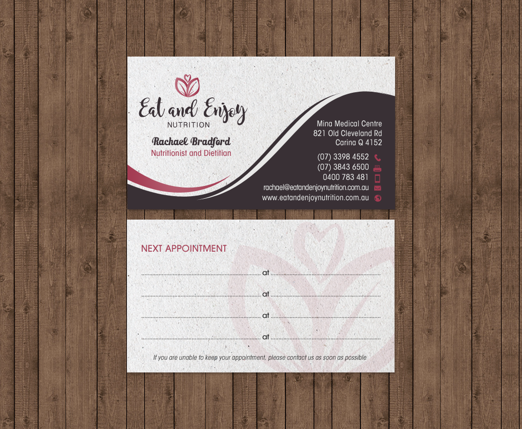 Business Card Design by chandrayaan.creative for Eat and Enjoy Nutrition | Design #12620979