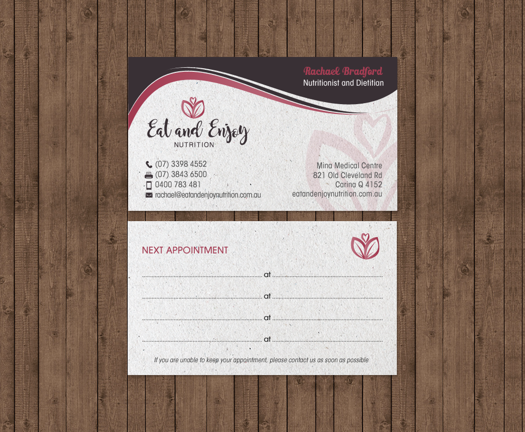 Design de Carte de Visite par chandrayaan.creative pour Eat and Enjoy Nutrition | Design #12621044