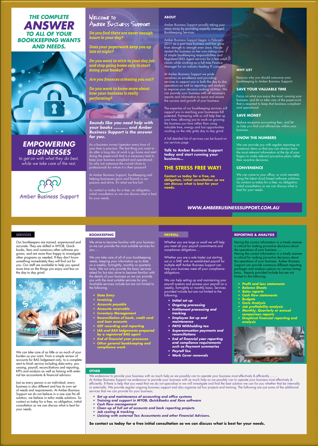 Brochure Design by UrbainFX for Amber Business Support | Design #12723551