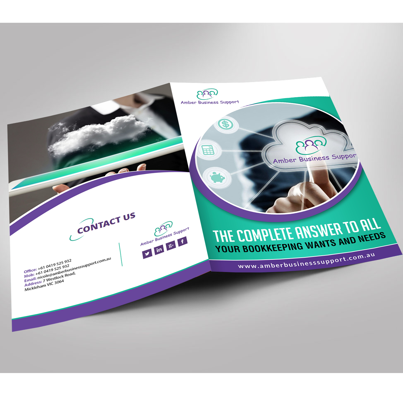 Diseño de Brochure por creative.bugs para Amber Business Support | Diseño #12717798