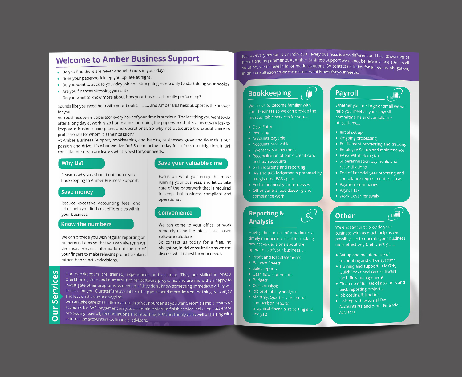 Brochure Design by ecorokerz for Amber Business Support | Design #12665219