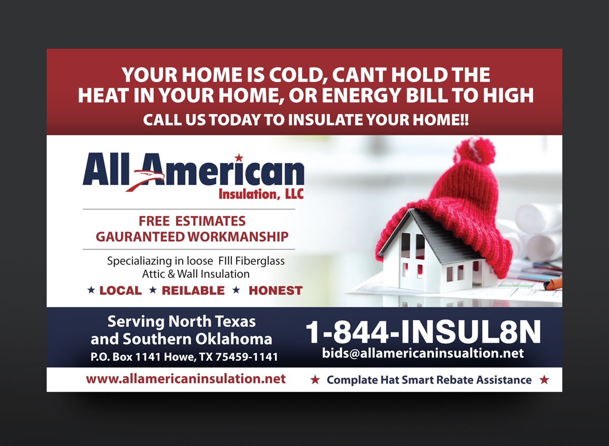 Design de Carte Postale par rkailas pour All American Insulation, LLC | Design #12638937