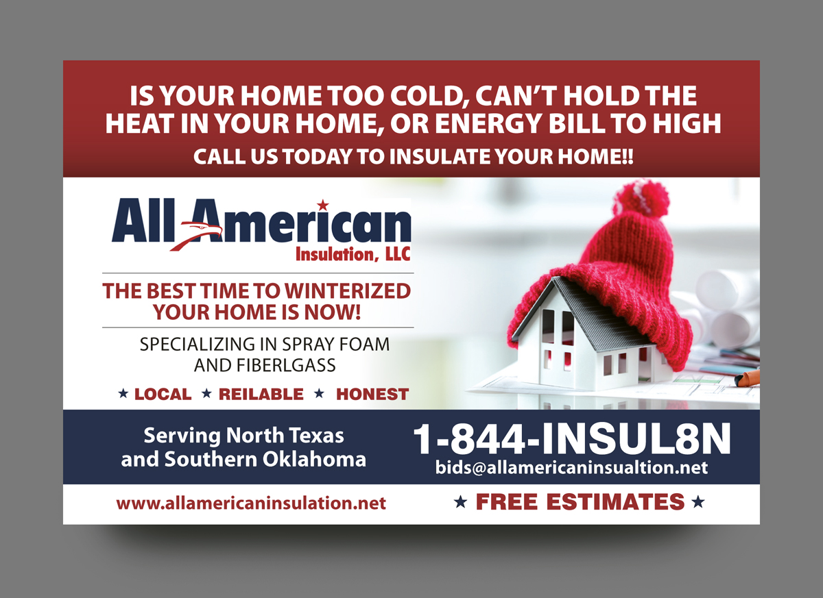 Design de Carte Postale par rkailas pour All American Insulation, LLC | Design #12691215
